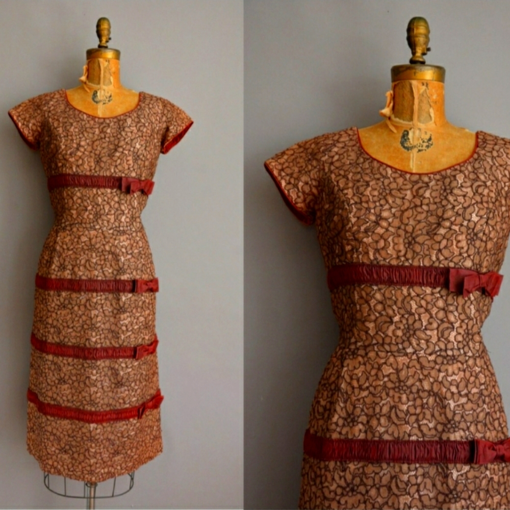 Vintage 1950s Cocktail Wiggle Dress By Burdine's